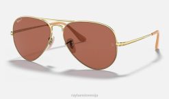 sl Ray-Ban moški aviator metal ii sončna očala polirano zlato/vijolično VB06704