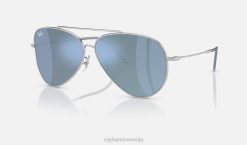 sl Ray-Ban moški aviator vzvratno sončna očala polirana srebrna/svetlo modra VB0644