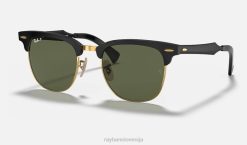 sl Ray-Ban moški clubmaster aluminij sončna očala polirano črno na zlato/zeleno VB06829