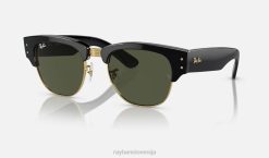 sl Ray-Ban moški mega šef kluba sončna očala polirano črno na zlato/zeleno VB0619