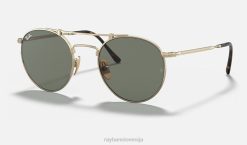 sl Ray-Ban moški okrogel dvojni most iz titana sončna očala mat zlato/zelena VB06944