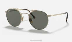 sl Ray-Ban moški okrogel dvojni most iz titana sončna očala mat zlato/zelena VB06954