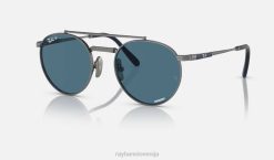 sl Ray-Ban moški okrogel ii titan sončna očala polirana gunmetal/modra VB061462
