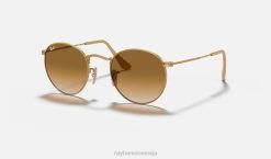 sl Ray-Ban moški okrogla kovina sončna očala mat zlato/svetlo rjava VB0627