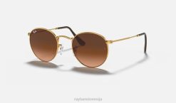 sl Ray-Ban moški okrogla kovina sončna očala polirana svetlo bronasta/roza/rjava VB0630