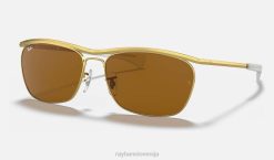 sl Ray-Ban moški olympian ii deluxe sončna očala polirano zlato/rjavo VB061104